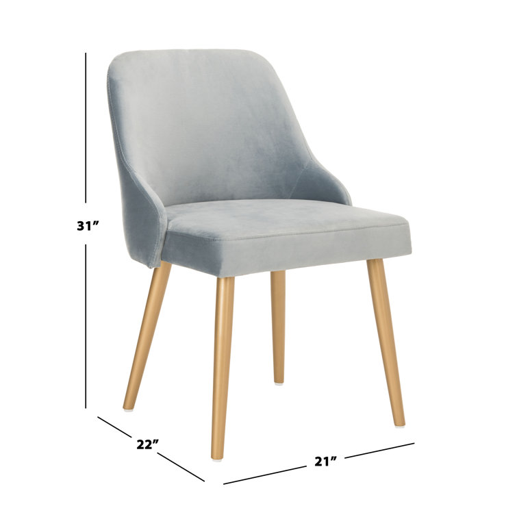 Slate Blue Velvet Upholstered Parsons Chair with Gold Legs