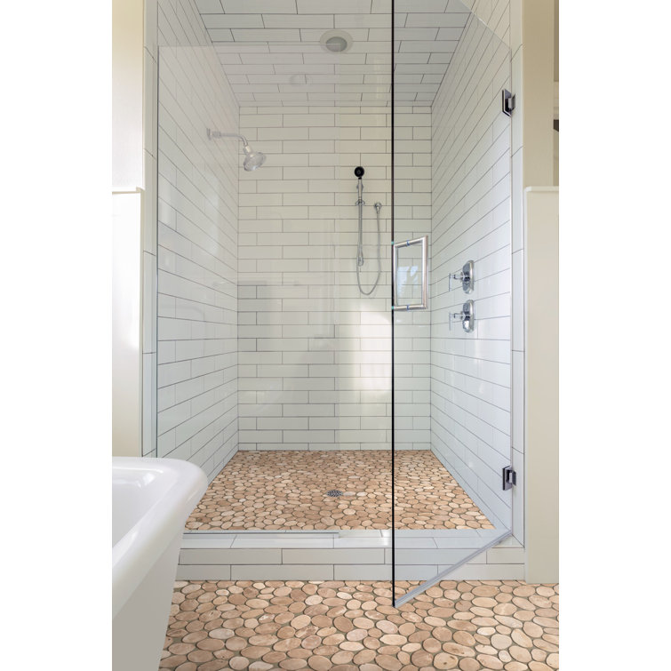 Tan Tumbled Marble Pebble Mosaic Tile for Walls and Floors