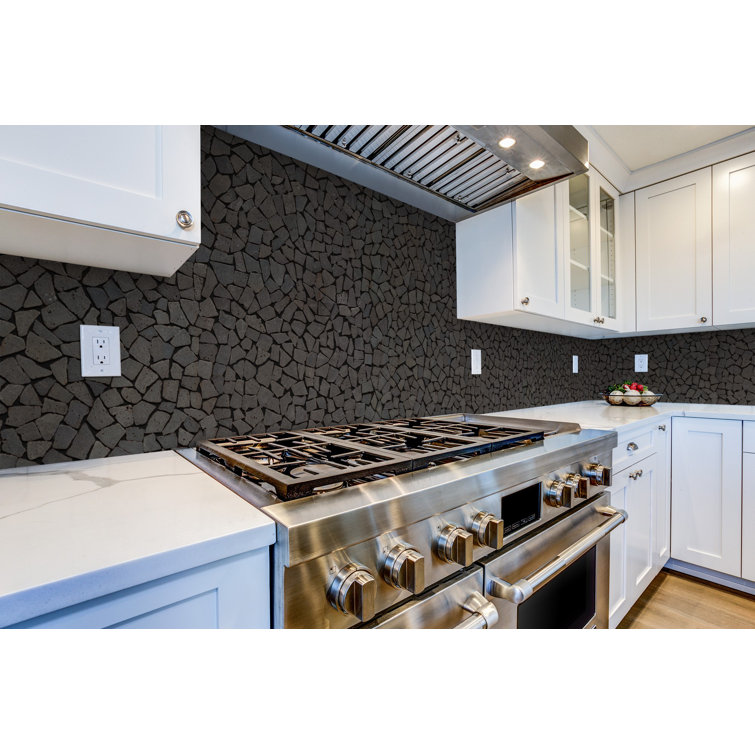 11" x 11" Black Tumbled Marble Mosaic Tile