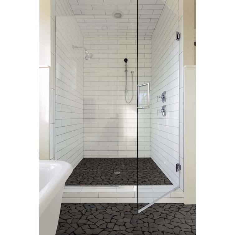 11" x 11" Black Tumbled Marble Mosaic Tile