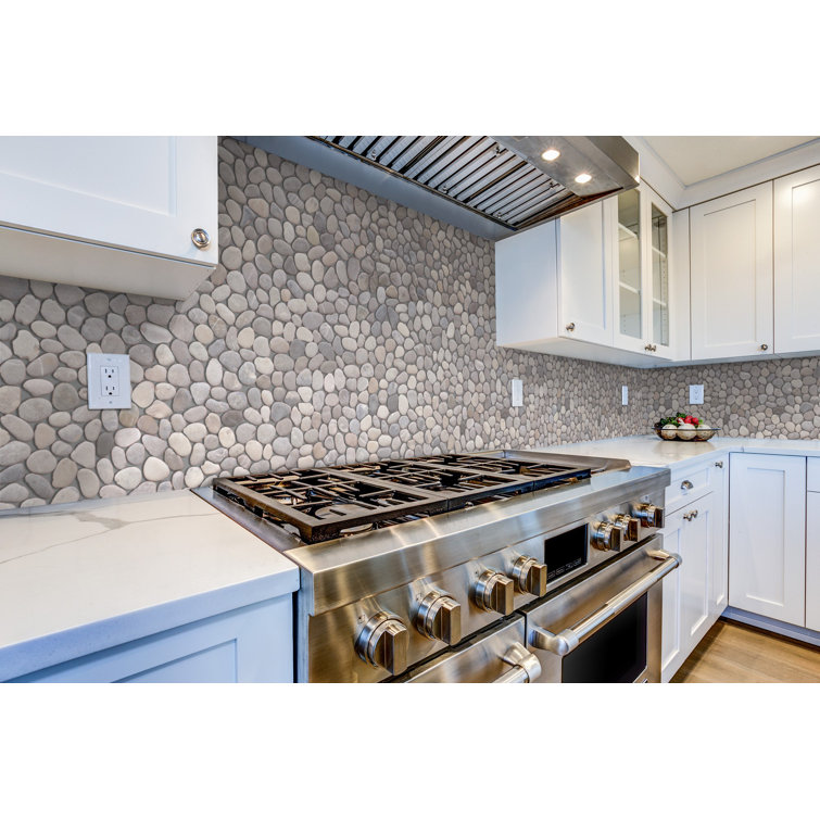 Natural Gray Quartz Pebble Mosaic Tile Sheet