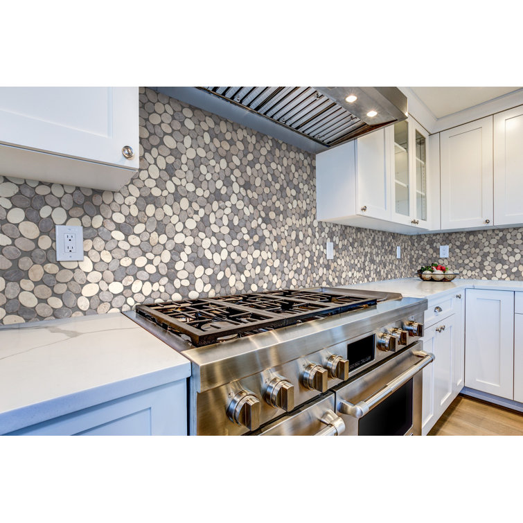 Gray and White Pebble Marble Mosaic Tile