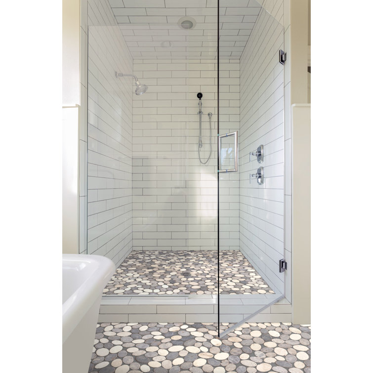 Gray and White Pebble Marble Mosaic Tile