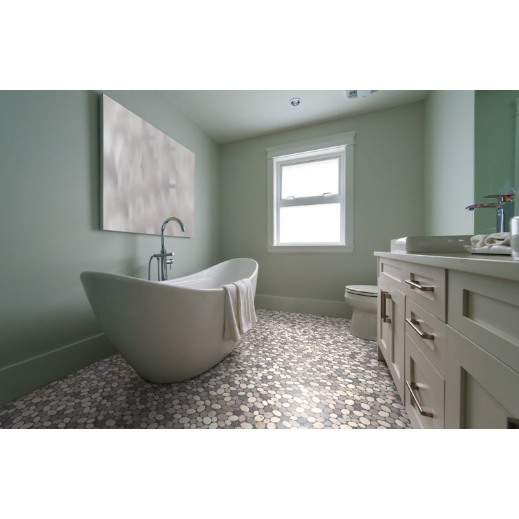 Gray and White Pebble Marble Mosaic Tile