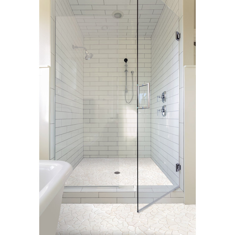 11" x 11" White Tumbled Marble Mosaic Tile