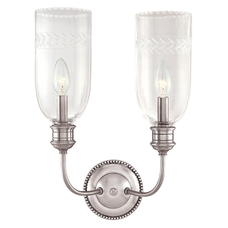 Polished Nickel Cylinder Wall Sconce with Clear Glass Shade