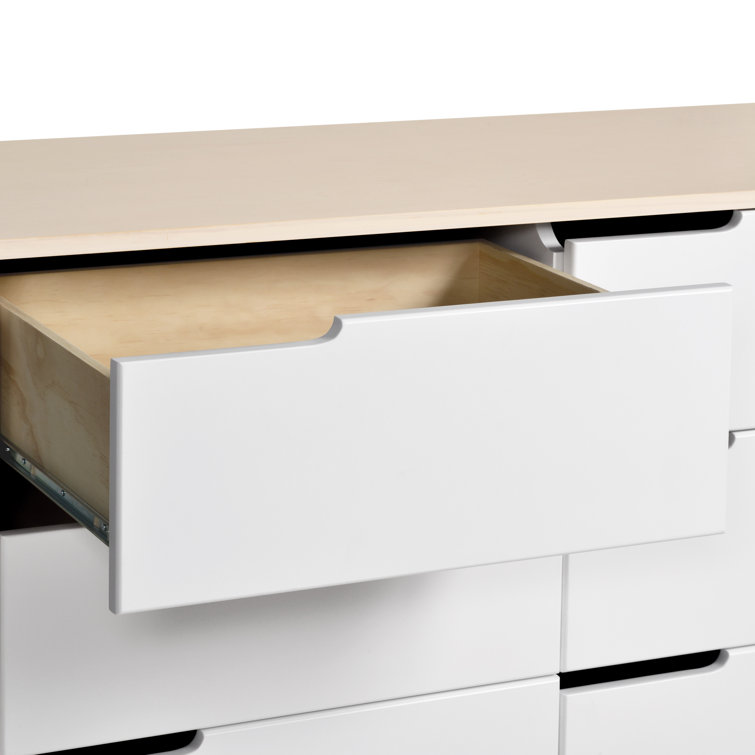 Hudson Mid-Century Modern 6-Drawer Dresser in Washed Natural/White