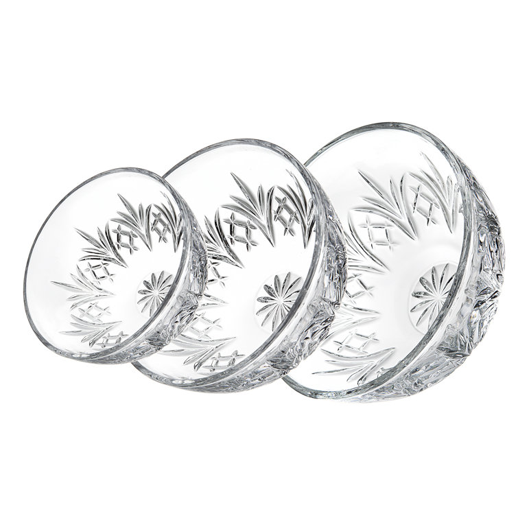 Clear Lead-Free Glass 3-Piece Classic Serving Bowl Set