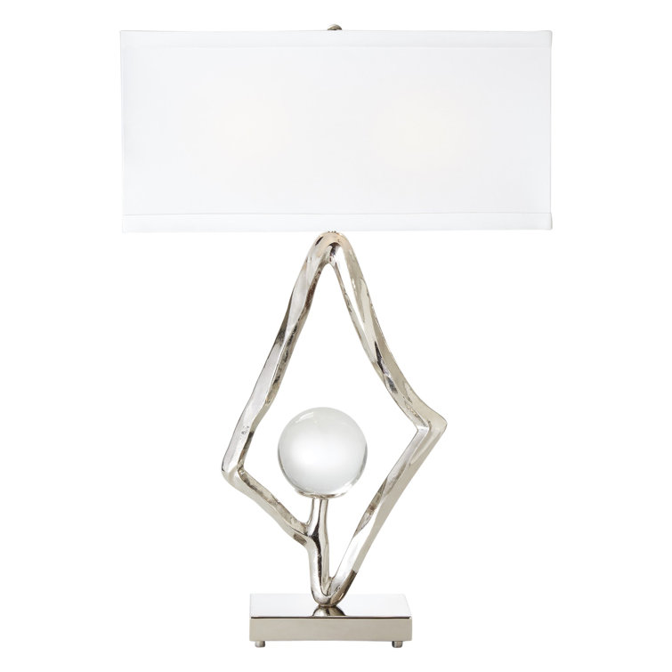 Vintage Inspired Nickel Finish 2-Light Lamp with Crystal Sphere