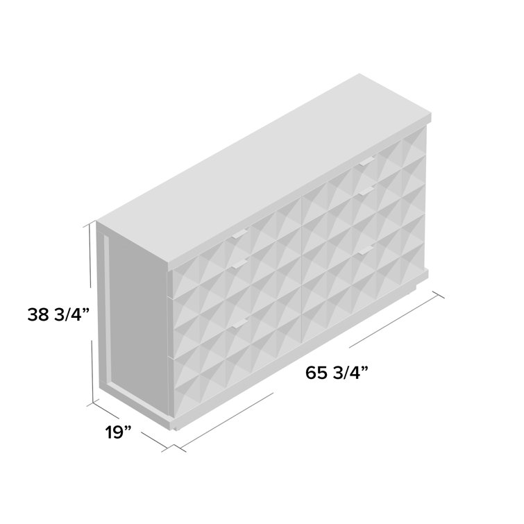 Transitional Axiom 6-Drawer Dresser in White and Gray with Artistic Flair