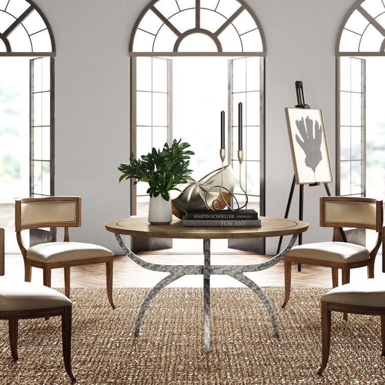 Echo Oak Finish Contemporary Round Reclaimed Wood Dining Table