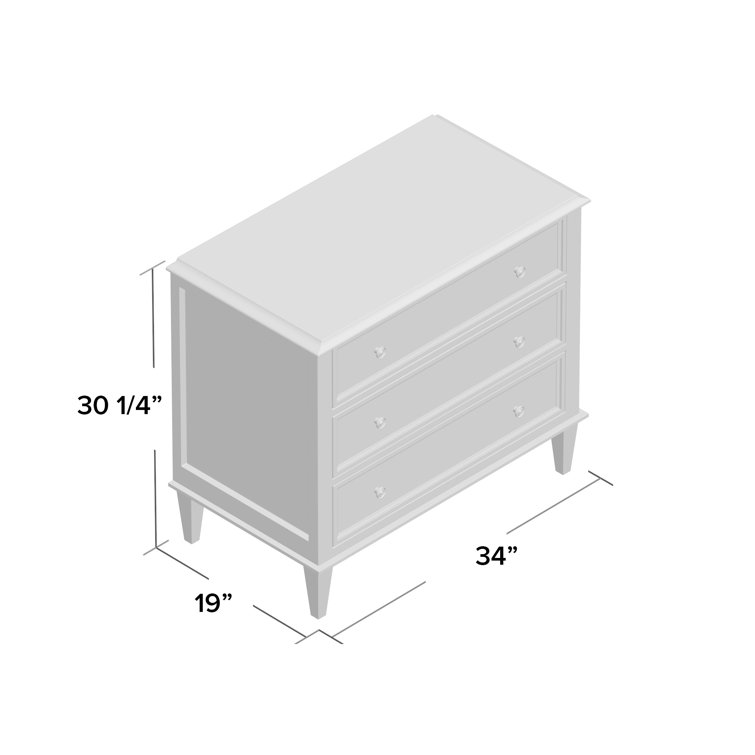 Madeline Light Gray Solid Wood 3-Drawer Bachelor's Chest