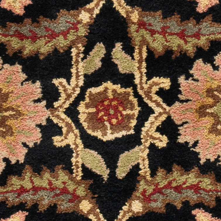 Redwood Hand Tufted Wool Black and Rust Red Oriental Rug