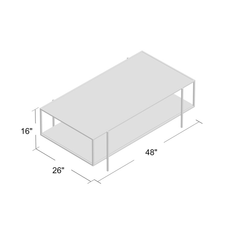 Asher Rectangular Glass and Wood Coffee Table with Shelf