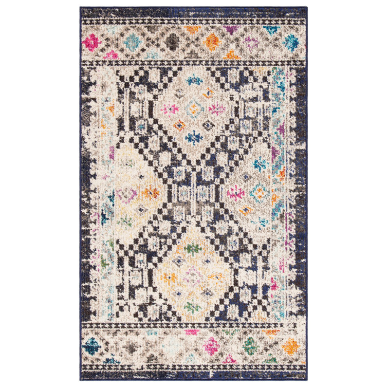 Madison Black and Yellow Hand-knotted Synthetic Area Rug