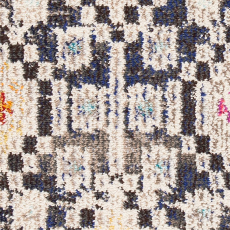 Chic Metro-Mod Black and Yellow Square Synthetic Area Rug