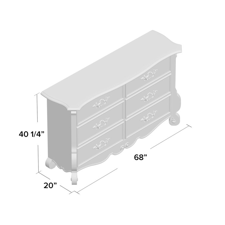 Paris Vintage Beige 6-Drawer Farmhouse Dresser