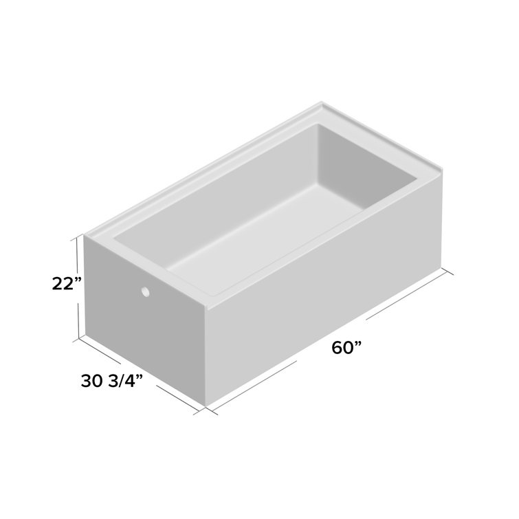 Aqua Eden 60" White Acrylic Alcove Bathtub with Left Drain
