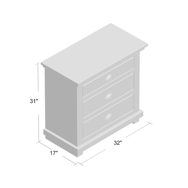 Transitional Gray Chalk 3-Drawer Solid Pine Nightstand