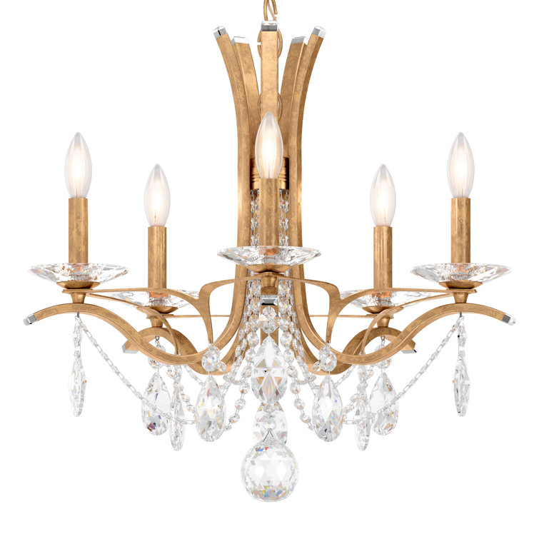 French Gold Vesca 5-Light Chandelier with Clear Heritage Crystal