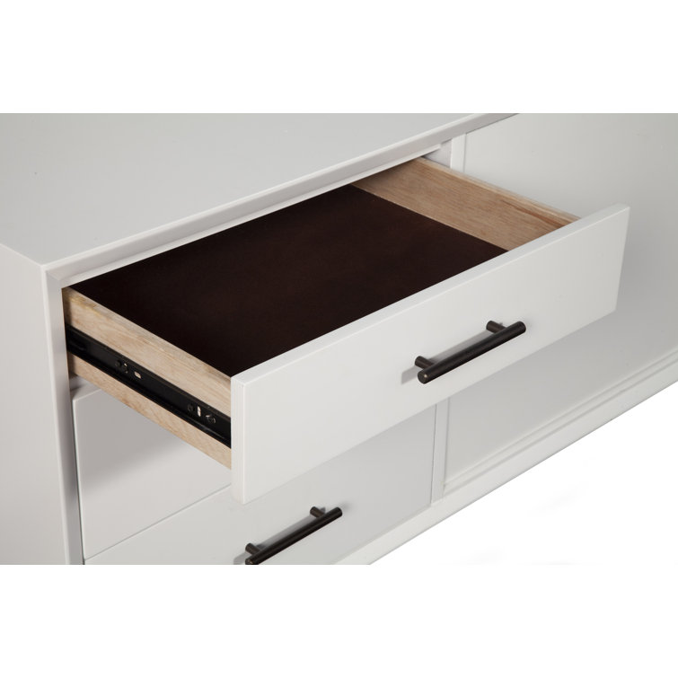 White Solid Wood 64'' Media Console with Cabinets