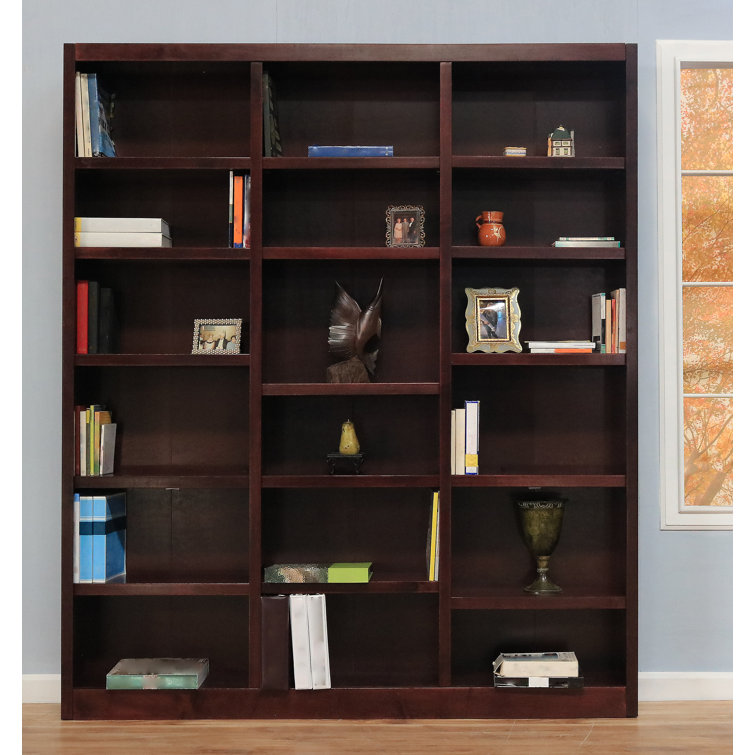 Cherry 84" Tall Triple Wide Wood Bookcase with Adjustable Shelves