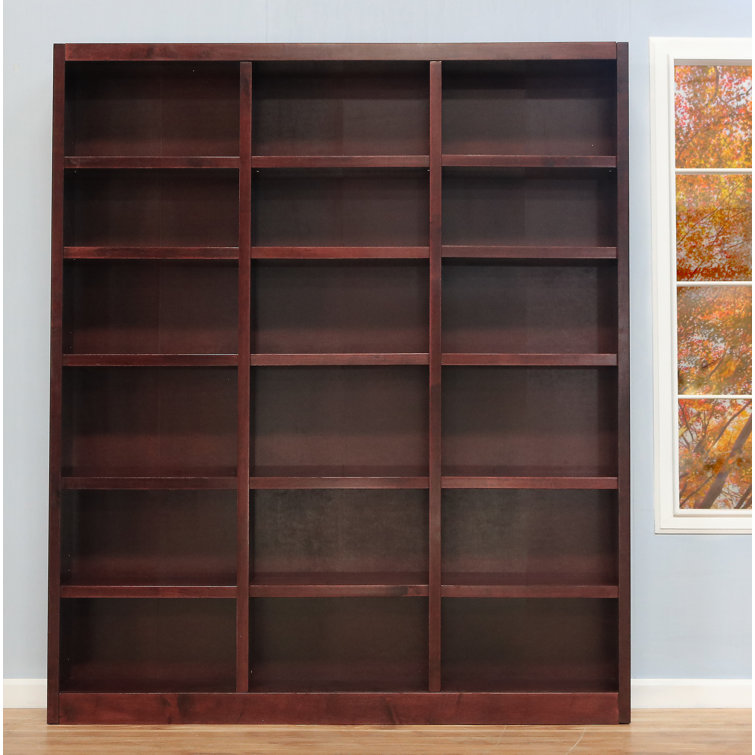 Cherry 84" Tall Triple Wide Wood Bookcase with Adjustable Shelves