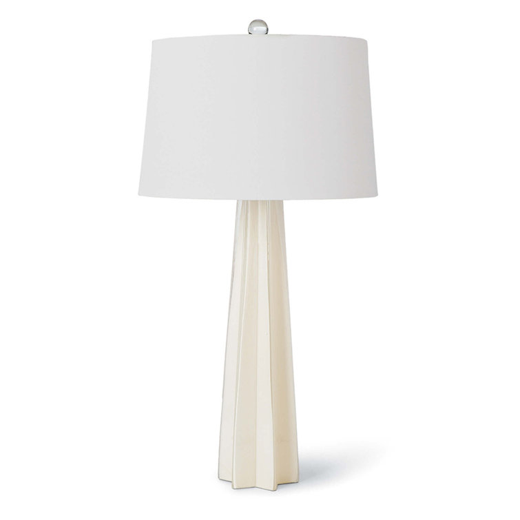 Elegant Star Silhouette White Glass Table Lamp with Linen Shade