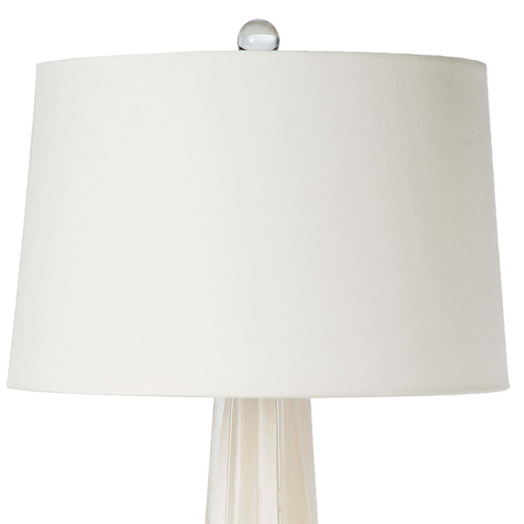 Elegant Star Silhouette White Glass Table Lamp with Linen Shade