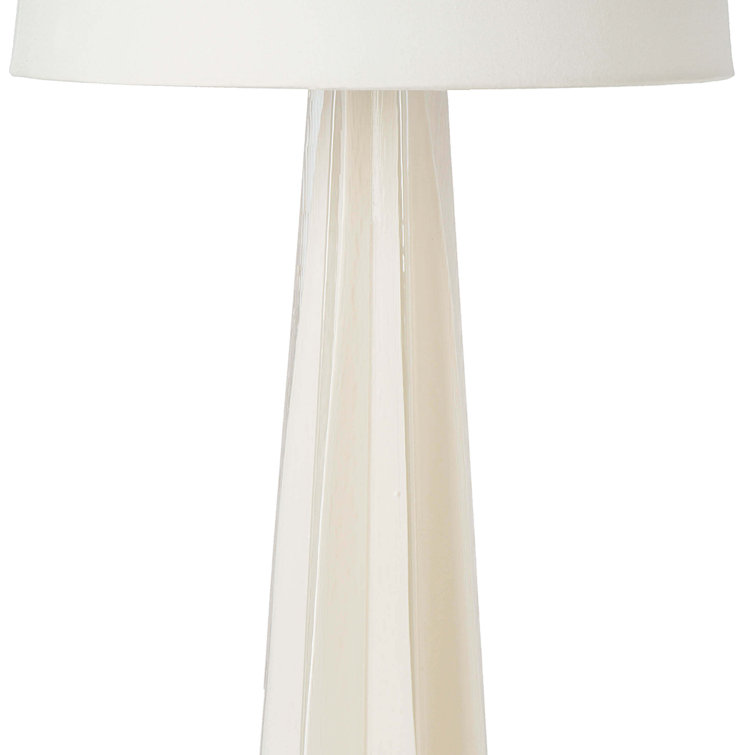 Elegant Star Silhouette White Glass Table Lamp with Linen Shade
