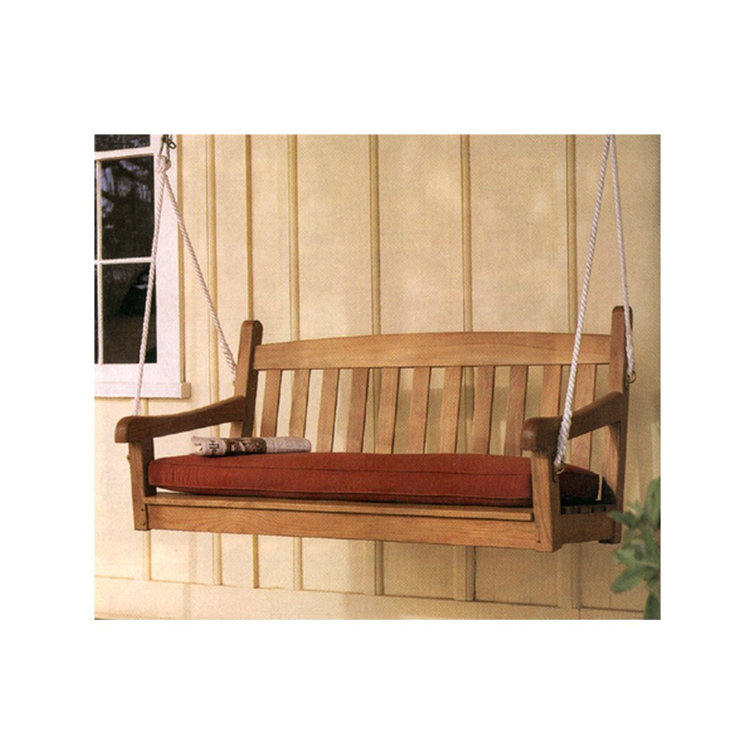 Teak Wood Hanging Porch Swing with Sunbrella Cushion