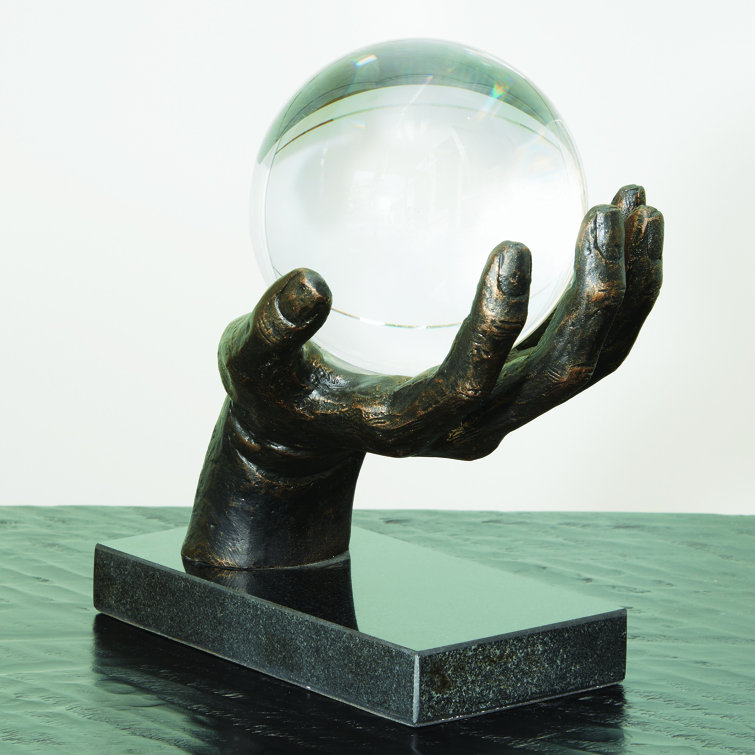 Bronze Handcrafted Iron and Glass Sculpture, 9"