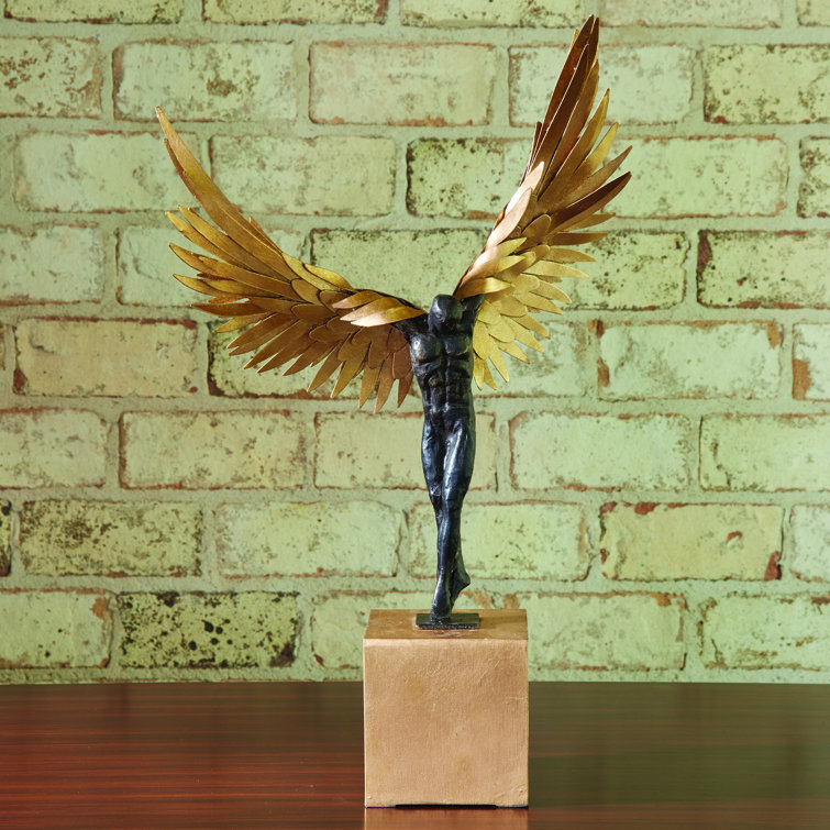 Gold Leaf Cast Iron Avian Figurine, 24.5" Tall
