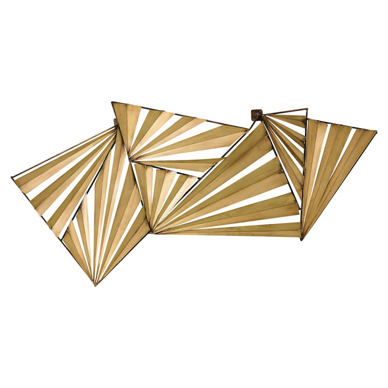 Brass Geometric Sunburst Wall Sculpture
