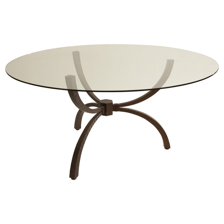 48'' Round Glass Top Dining Table with Antique Gold Base