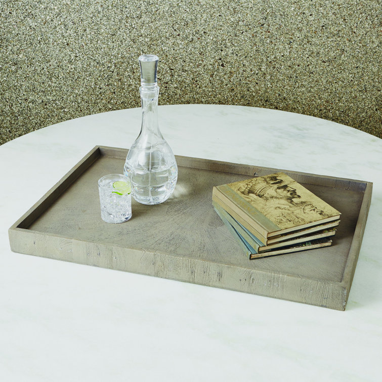 Casual Grey Driftwood Starburst Marquetry Ottoman Tray