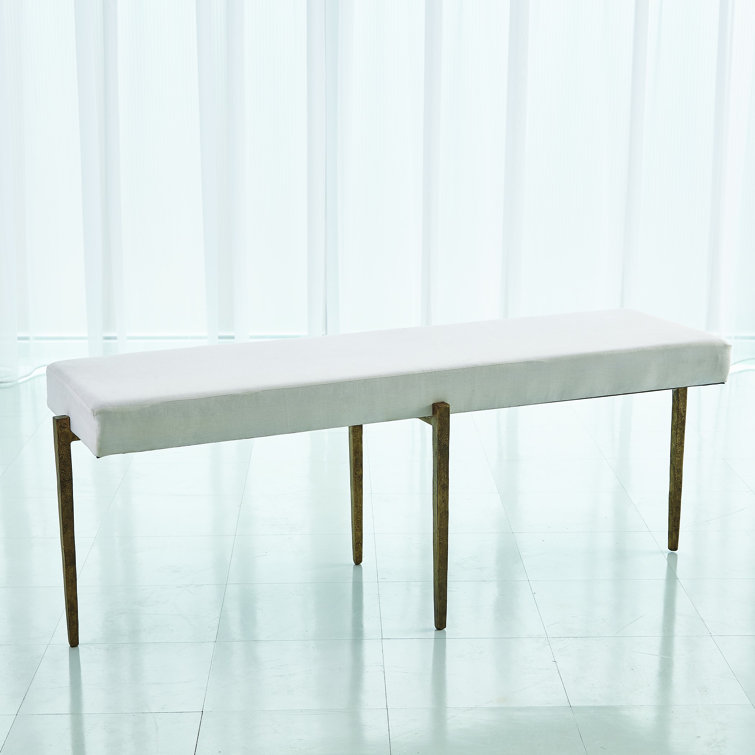 Laforge Large Bench with Muslin Cushion in Antique Gold