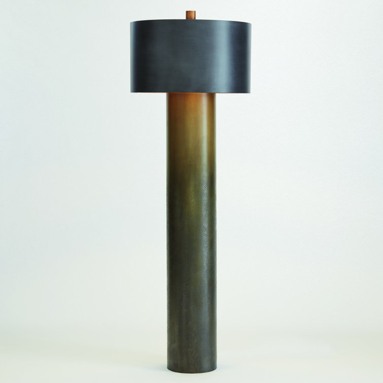 Ombre Brass and Bronze 2-Light Drum Floor Lamp