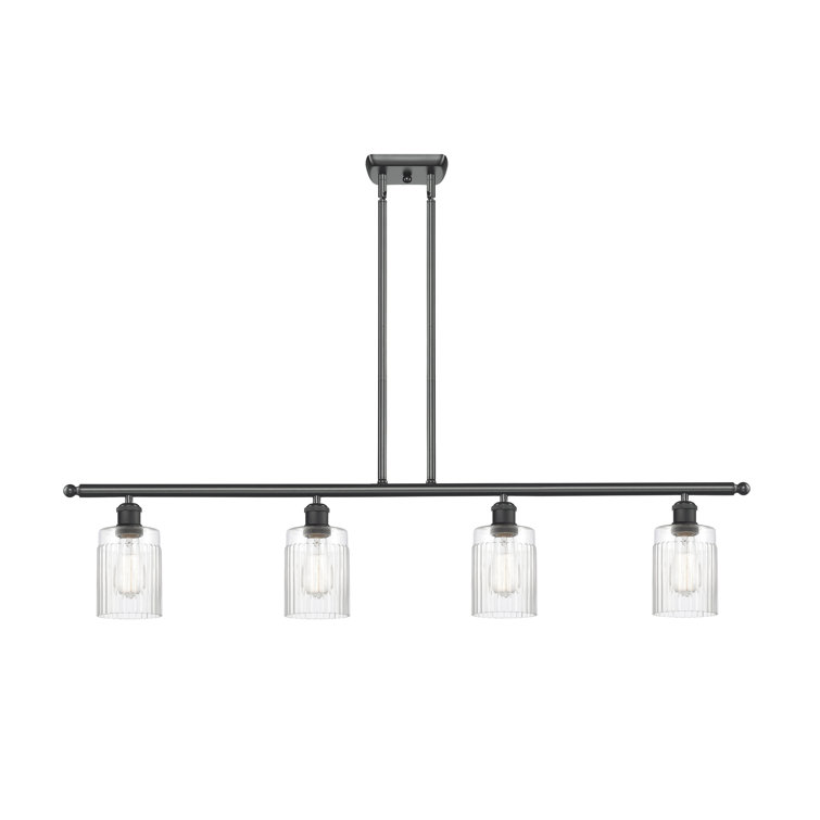 Matte Black 4-Light Glass Island Pendant