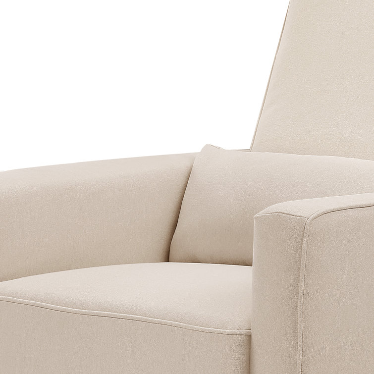 Cream Swivel Metal Recliner with Plush Leg Rest