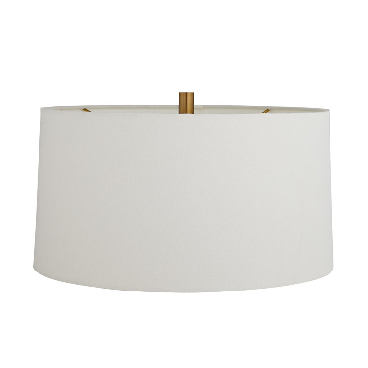 White Faux Marble and Brass Table Lamp with 3-Way Switch