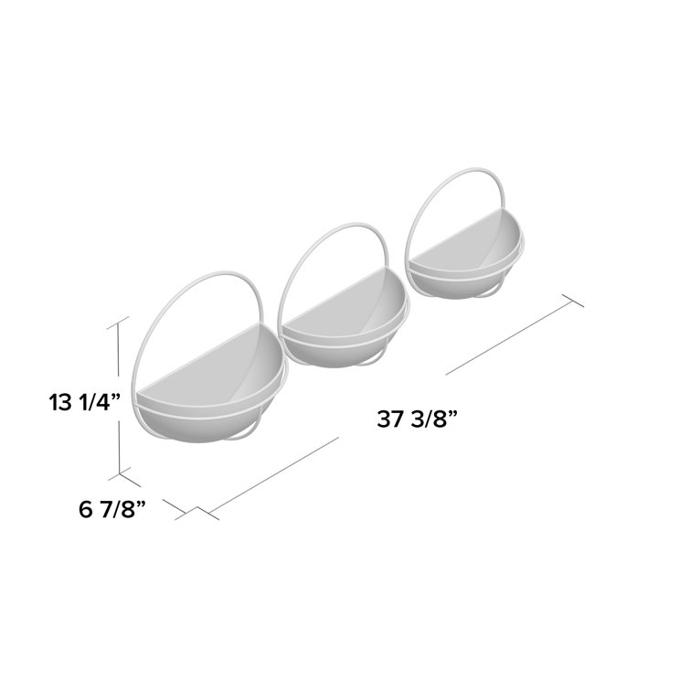 Gold and White Metal Wall Planter Set, 13" x 7"