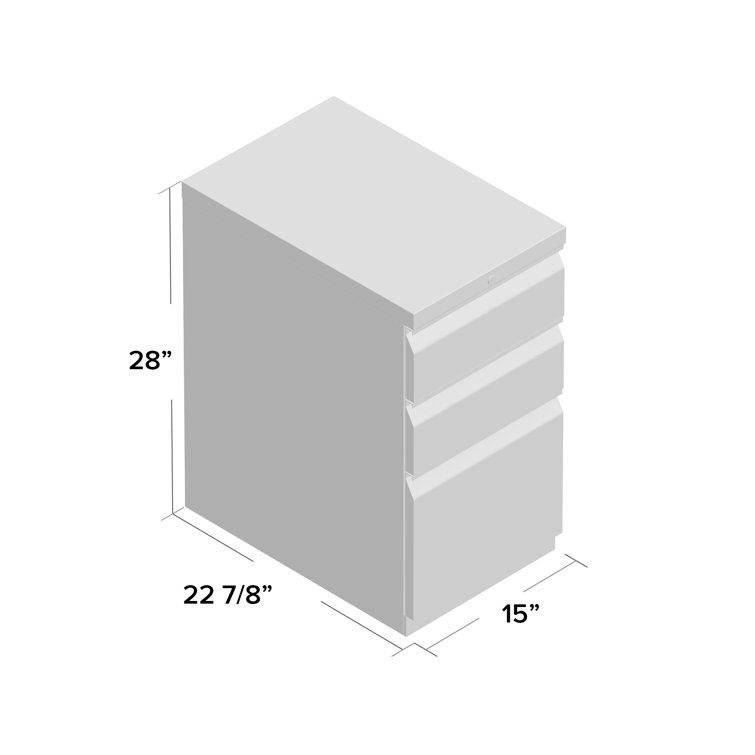 Brigade Mobile 3-Drawer Legal Size Lockable Pedestal in Light Gray