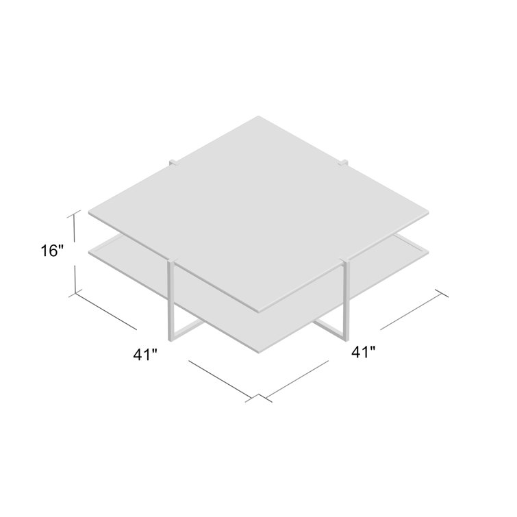 Hyla 41'' Brown and White Contemporary Square Marble Coffee Table with Storage