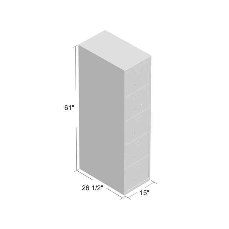 Light Gray 5-Drawer Lockable Steel Vertical File Cabinet