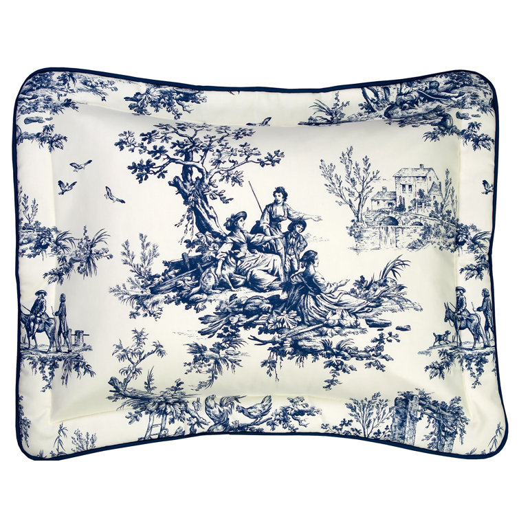 Standard Blue and Cream Cotton Toile Pillow Sham