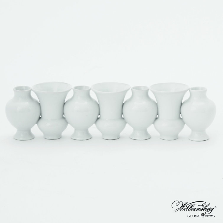 Elegant Porcelain Circle Bud Vase Centerpiece, White Crackle