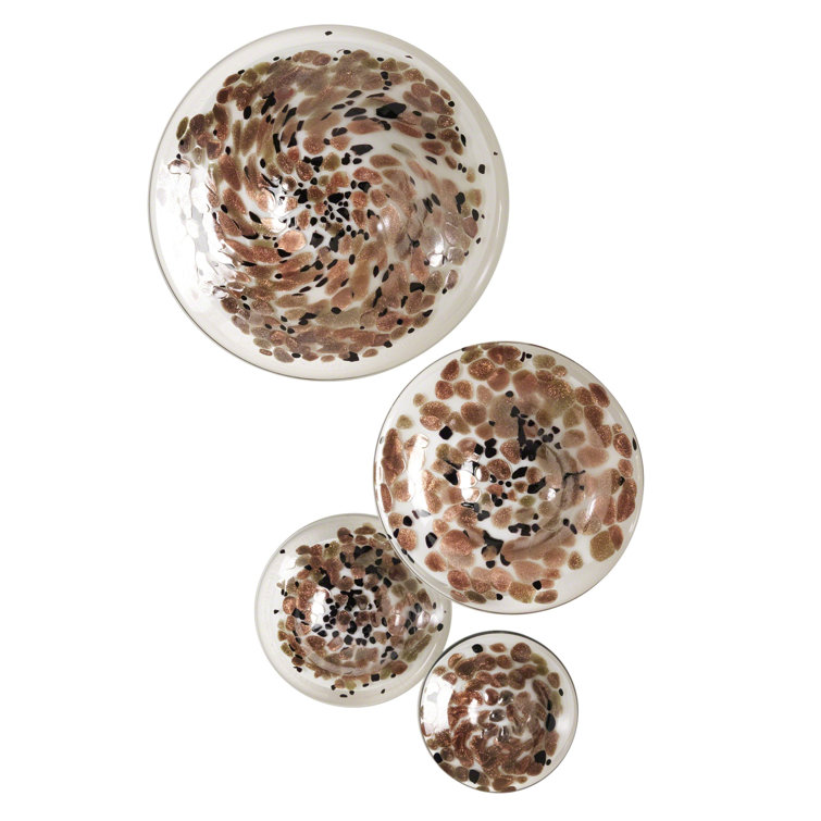 Hand Blown Metallic Glass Wall Art Set of 4