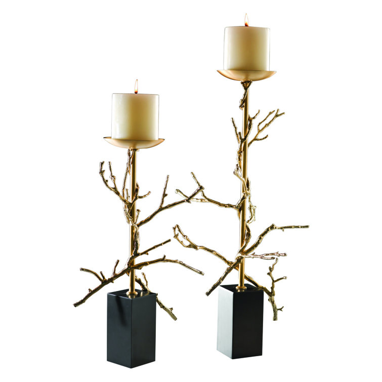 Elegant Brass Twig Large Candlestick Holder, 25'' H x 12'' W