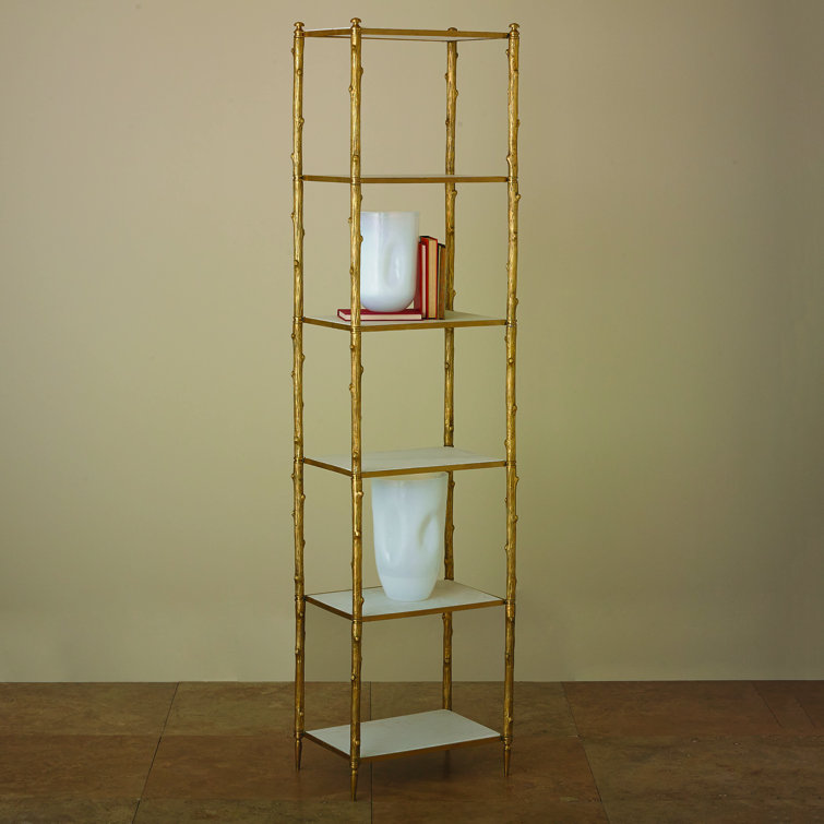 Arbor Brass & White Marble Etagere Bookshelf